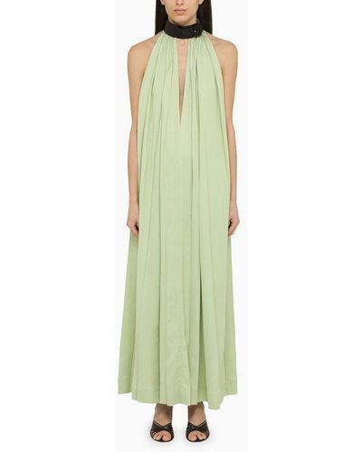 Ferragamo Long Dress With Contrasting Collar - Green