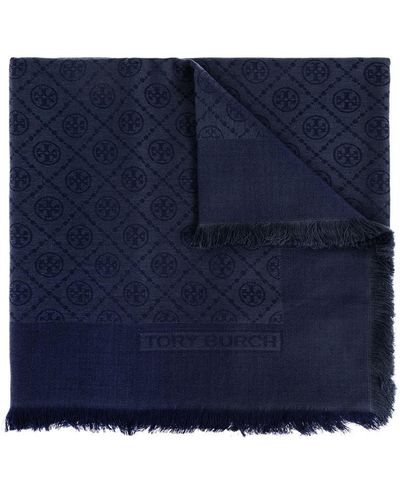 Tory Burch Monogram Scarf - Blue