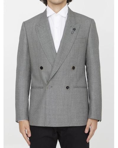 Lardini Double-breasted Wool Jacket - Grey