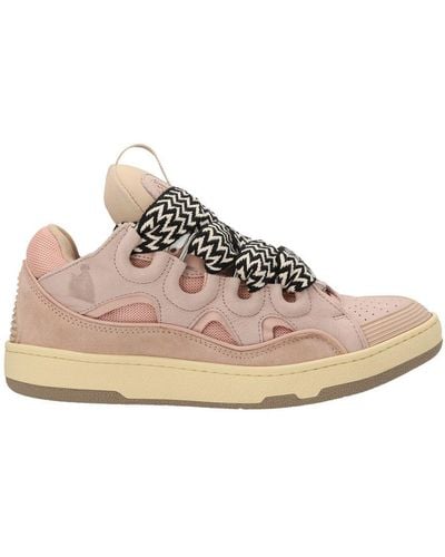 Lanvin Curb Leather Trainers - Men's - Calfskin/rubber/elastane/polyesterpolyester - Pink