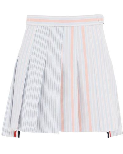 Thom Browne Funmix Striped Oxford Mini Skirt - White