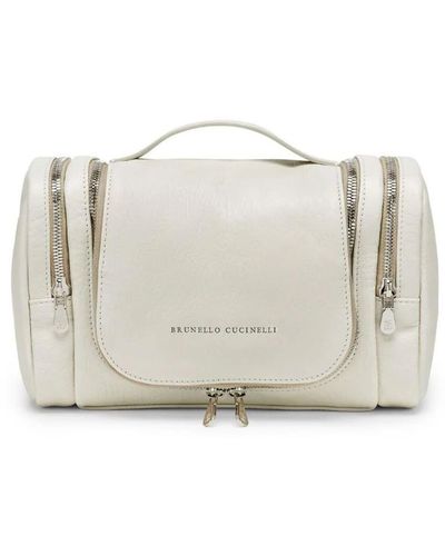 Brunello Cucinelli Leather Beauty Case Bags - White