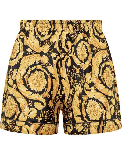 Versace Baroque Pajama Shorts - Yellow