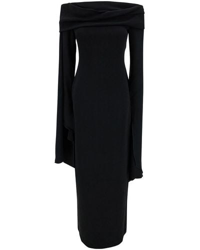 Solace London 'Arden' Long Dress With Extra Long Dress - Black