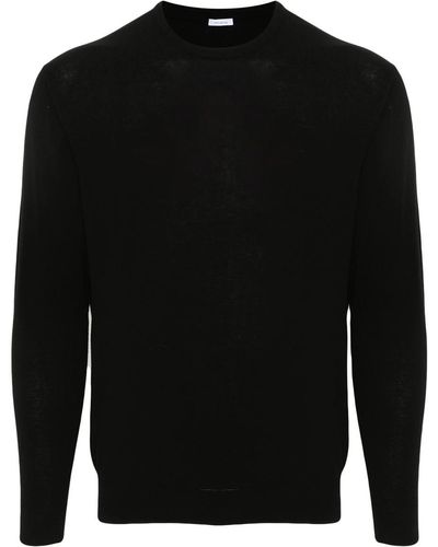 Malo Fine Ribbed Cotton Sweater - Black