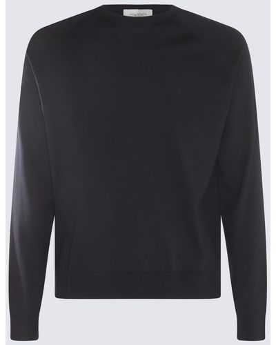 Piacenza Cashmere Navy Blue Cotton-silk Blend Sweater - Black
