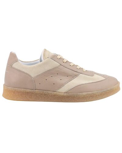 MM6 by Maison Martin Margiela 6 Court Panelled Leather Trainers - Natural