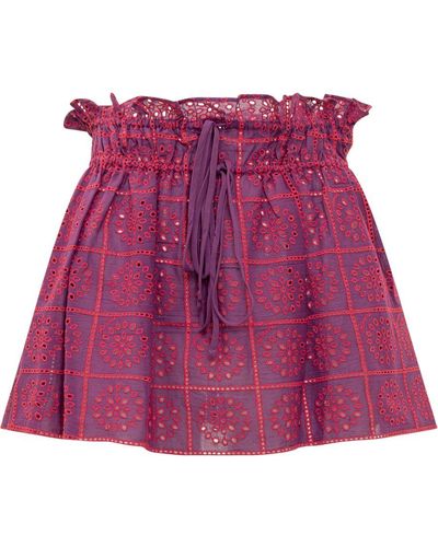 Ganni Light Broderie Skirt - Purple