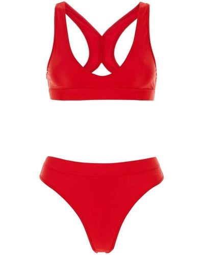 Ami Paris Two-piece Logo Embossed Bikini Set - Red