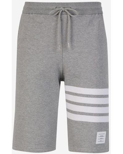 Thom Browne Striped Cotton Bermuda Shorts - Gray