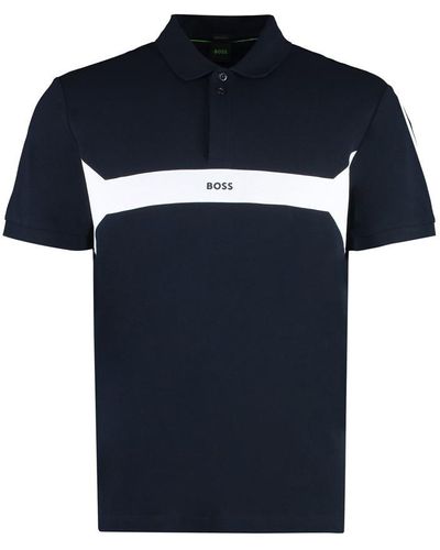 BOSS Short Sleeve Cotton Polo Shirt - Blue