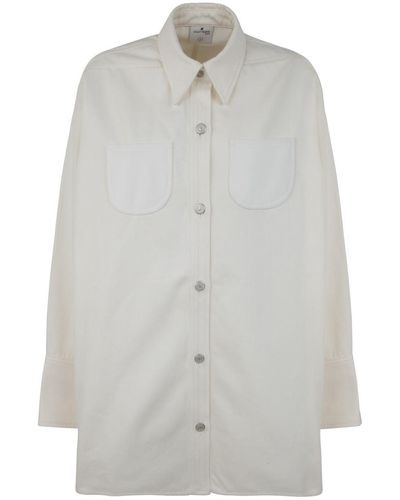 Courreges Mega Size Dry Denim Shirt - Gray