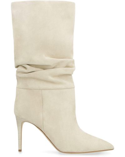 Paris Texas Slouchy Suede Knee High Boots - Natural