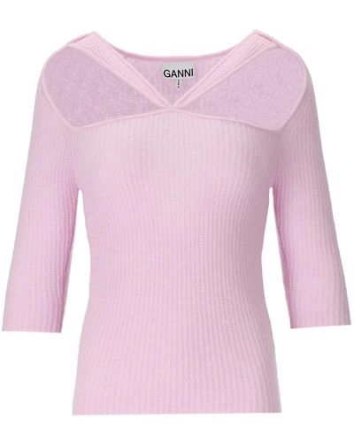 Ganni Cut-out Pink Sweater