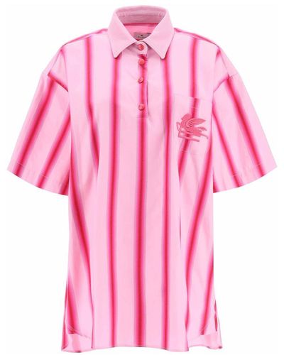 Etro Striped Mini Shirt Dress - Pink