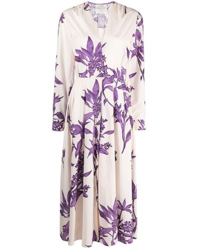 Forte Forte Forte_forte Printed Cotton Long Dress - Purple