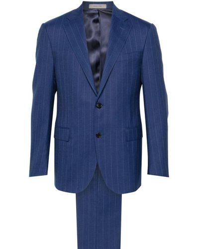 Corneliani Pinstripe Print Dress - Blue