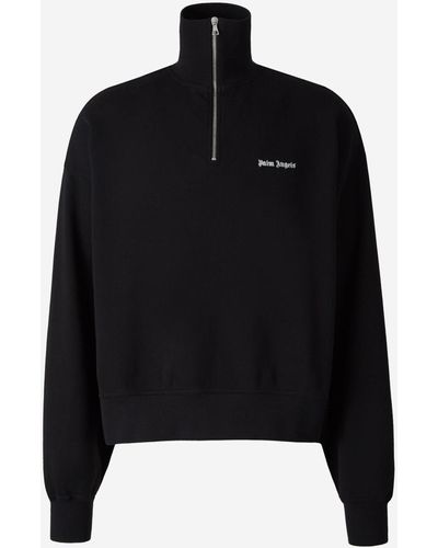 Palm Angels Zip Neck Sweatshirt - Black