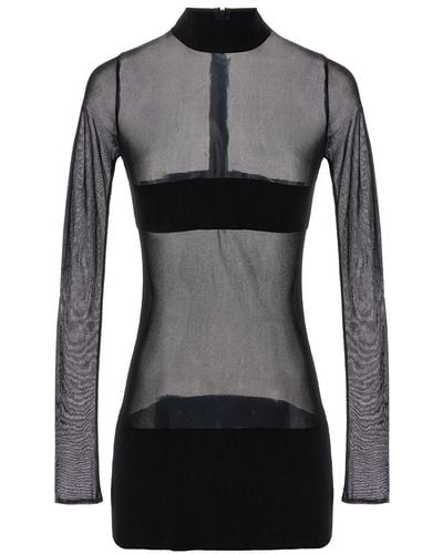 Monot Transparent Knit Mini Dress Dresses - Black