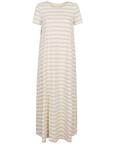 Apuntob Striped Cotton Long Dress - White