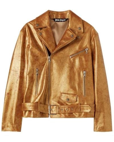 Palm Angels Leather Jackets - Brown