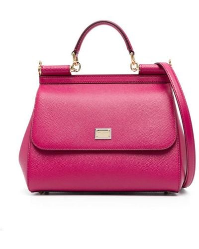 Dolce & Gabbana Small Sicily Leather Tote Bag - Pink