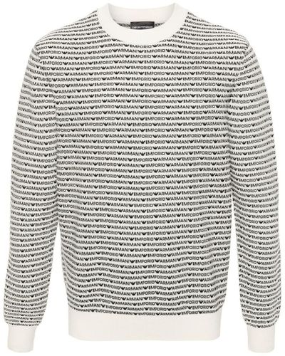 Emporio Armani Allover Logo Wool Jumper - Grey