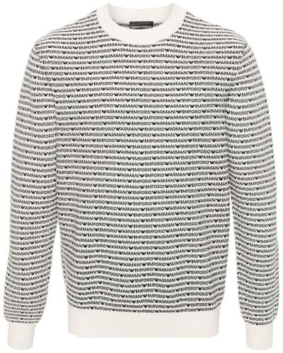 Emporio Armani Allover Logo Wool Sweater - Gray