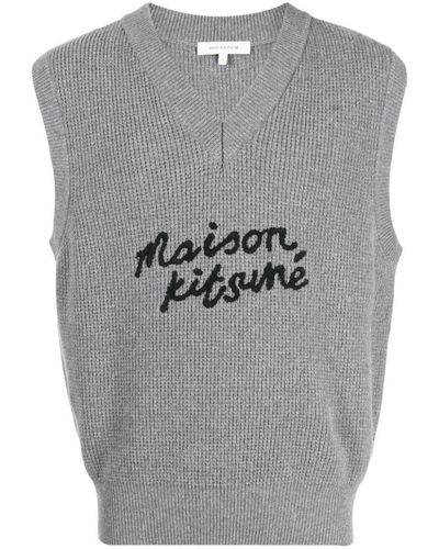 Maison Kitsuné Waistcoat With Embroidery - Grey
