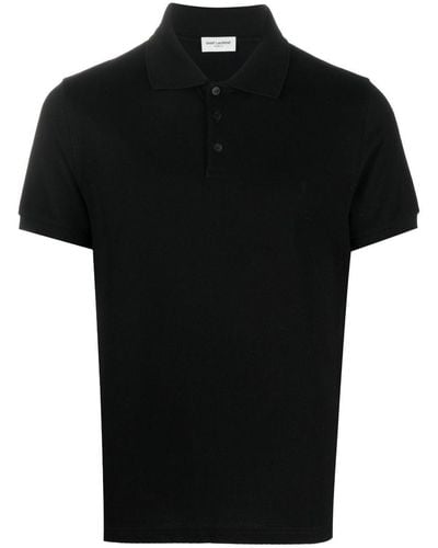 Saint Laurent Cotton-piqué Polo Shirt - Black