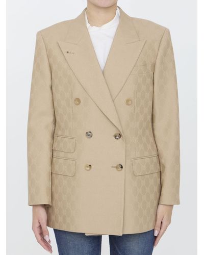 Gucci GG Jacquard Wool Jacket - Natural