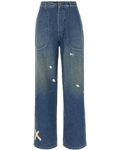 Maison Margiela Painted Cropped Jeans - Gray