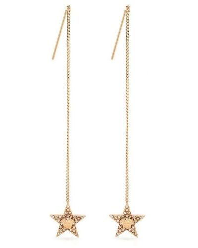 Versace Medusa Charm Earrings With Crystral Embellishment In Gold-tone Brass Woman - White