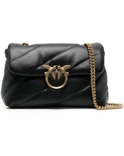 Pinko 'love Classic Puff' Shoulder Bag With Diagonal Maxi Quilting In Leather Woman - Black