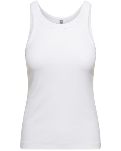 Totême 'espera' U Neck Rib Tank Top In Stretch Cotton Woman - White