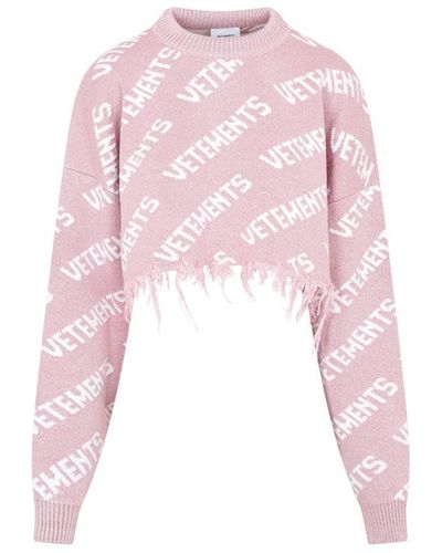 VETEMENTS Pink Monogram Jacquard Sweater - NOBLEMARS