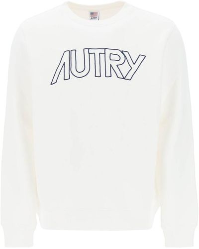 Autry Crew Neck Sweatshirt With Logo Embroidery - White