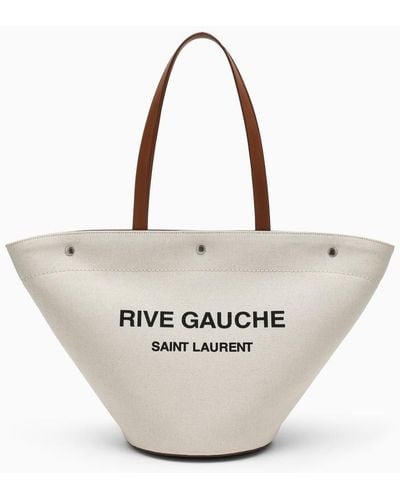 Saint Laurent Greige Rive Gauche Tote Bag - Metallic