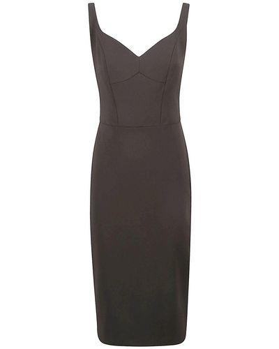 Elisabetta Franchi Stretch Crepe Sheath Dress With Zip - Black