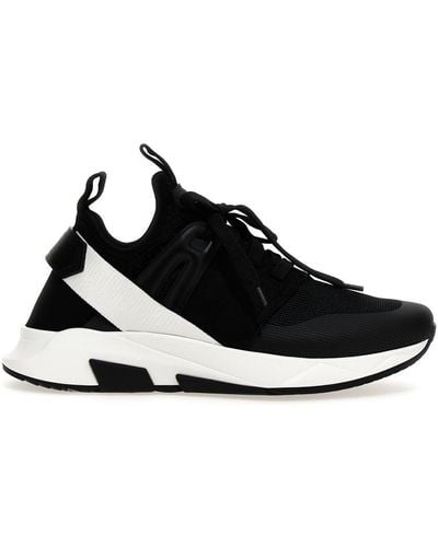 Tom Ford Jago Logo-patch Leather And Shell Low-top Sneakers - Black
