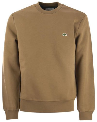 Lacoste Jogger Sweatshirt In Brushed Organic Cotton - Brown