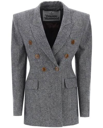 Vivienne Westwood Lauren Jacket In Donegal Tweed - Gray