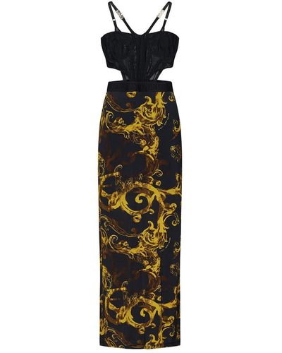 Versace Watercolour Couture Midi Dress - Black