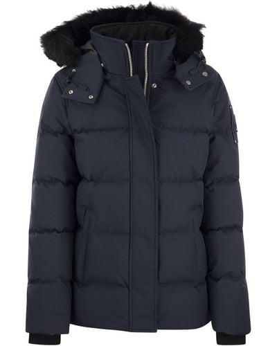 Moose Knuckles Cloud 3q - Down Jacket With Hood And Fur - Blue