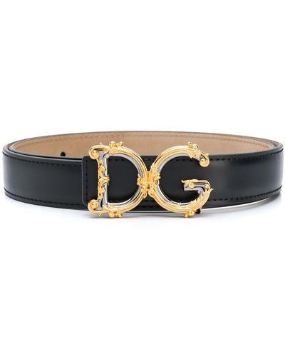 Dolce & Gabbana Calfskin Belt With Logo - Black