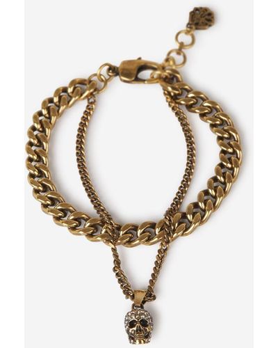 Alexander McQueen Double Chain Skull Bracelet - Metallic
