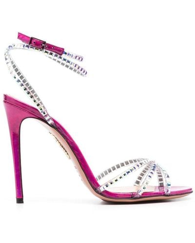 Aquazzura 110 Mm Heel Sandals Embellished With Gems - Pink