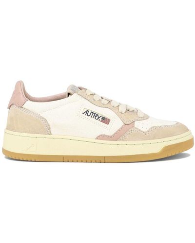 Autry Medalist Low Canvas And Leather Sneakers - Natural
