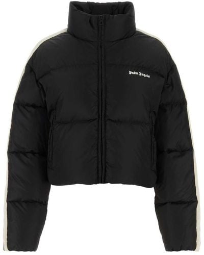 Palm Angels Logo-embroidered Puffer Jacket - Black