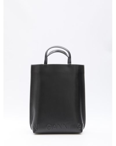 Ganni Banner Medium Tote Bag - Black